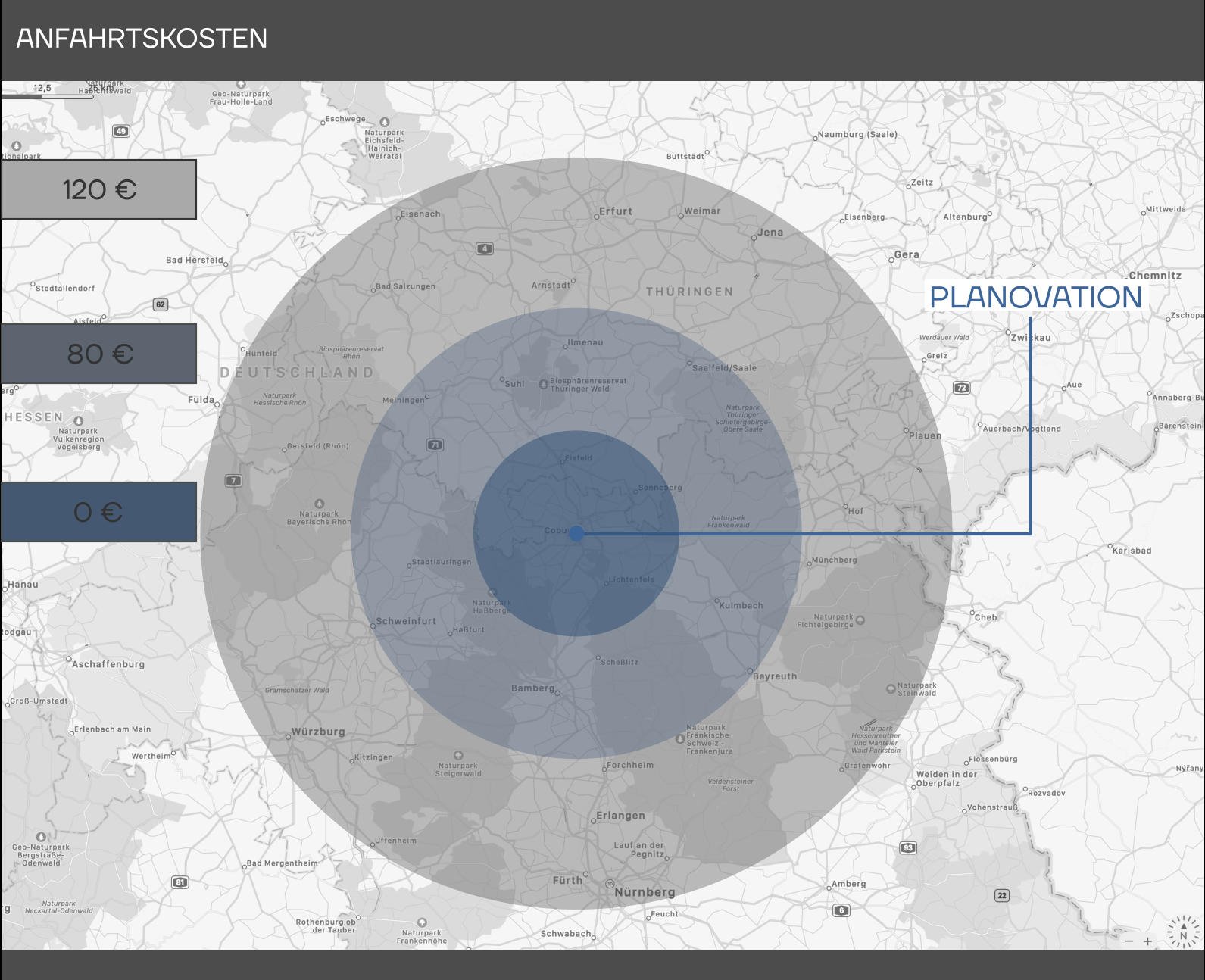 ANFAHRTSKOSTEN    120 €     80 €       0 €  PLANOVATION